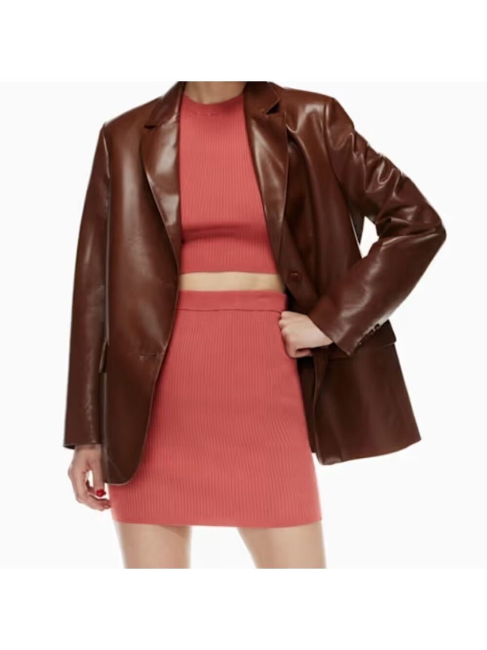 Wilfred Reso Ribbed Knit Mini Skirt Warm Eienne Red XS NEW